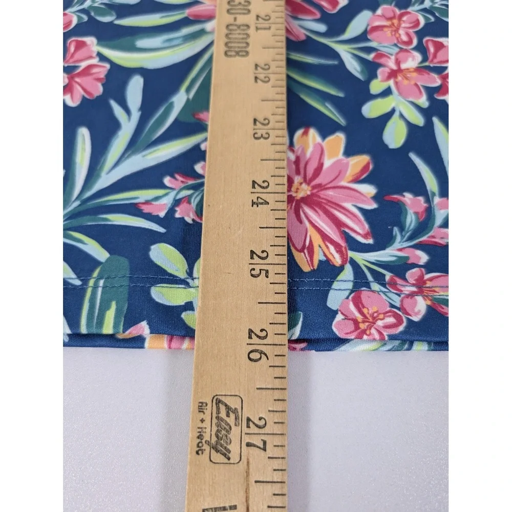 Stella‎ Parker Shirt Womens Medium Blue Floral Hawaiian Short Sleeve Summer
